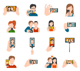 Wall Mural - Selfie Icons Flat