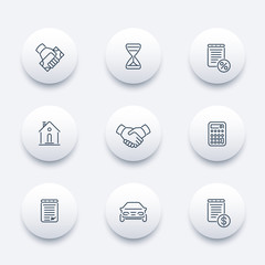 Sticker - Leasing, banking, loan, lending, line round modern icons