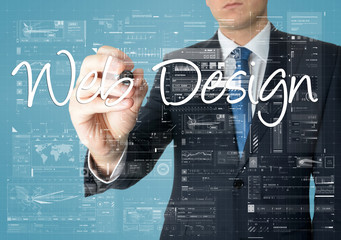 businessman writing web design