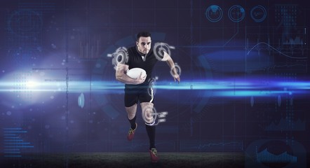 Canvas Print - Composite image of rugby player running with the ball