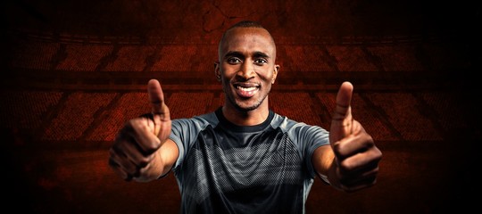 Poster - Composite image of portrait of confident athlete smiling