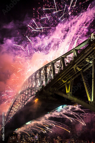 Obraz na PCV Sydney Harbour Bridge New Year's Eve Fireworks シドニーハーバーブリッジ大晦日の花火大会