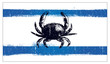 grunge vintage summer flag with crab