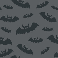 bat drawn vector illustration seamless texture on a gray backgro