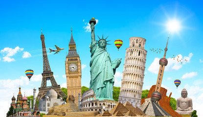 Wall Mural - illustration of famous monument of the world