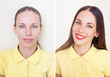 © Mila Supinskaya  - comparison of photos before and after makeup and hairstyling