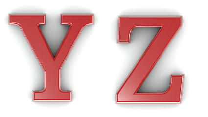 Wall Mural - 3d shiny red letter collection - Y, Z, path save