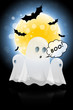Leinwandbild Motiv Halloween Background with Moon and Ghosts