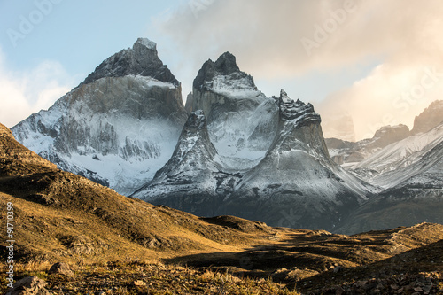 Fotografie, Obraz Sunrise in the National Park Torres del Paine, Patagonia, Chile