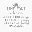 Vector mono line decorative font and numerals.