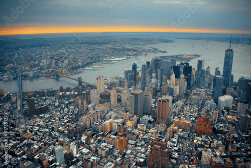 Naklejka - mata magnetyczna na lodówkę Manhattan aerial