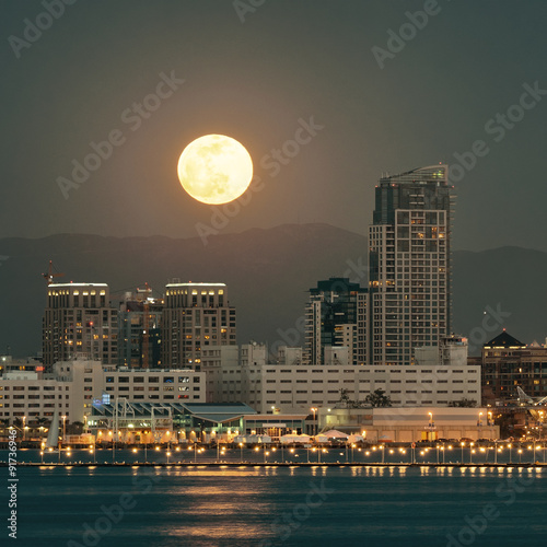 Naklejka na drzwi San Diego downtown skyline