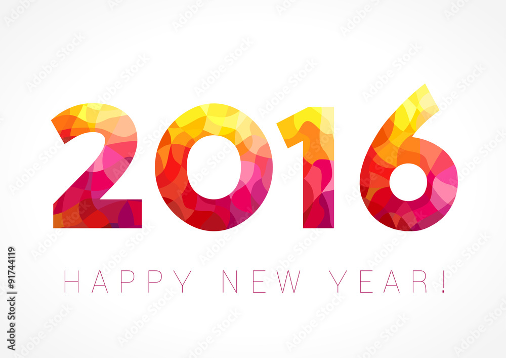 2016 new year color card with flamy red numbers. The logotype of 2016 in shades of red. - obrazy, fototapety, plakaty 