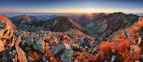 Poster - Panorama of beaufiful Slovakia moutain at sunrise, Rohace Tatra