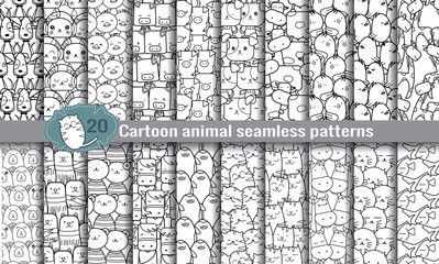 cartoon animal seamless patterns. pattern swatches included for