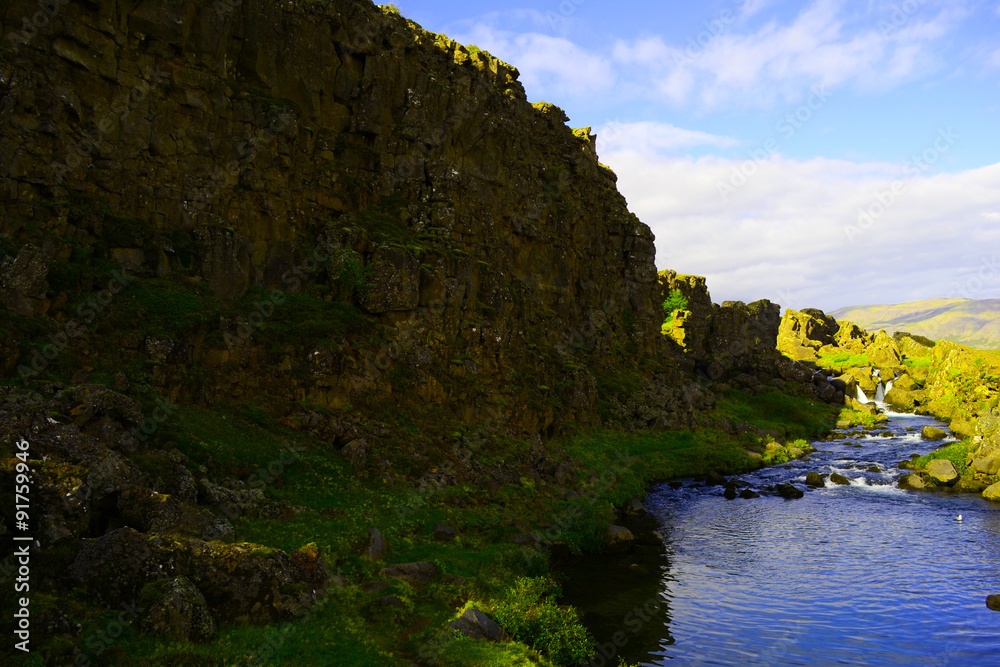 Islandia Thingvellir National Park - obrazy, fototapety, plakaty 