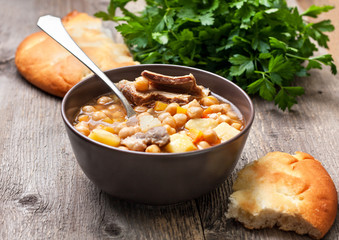 soup with chickpeas and lamb