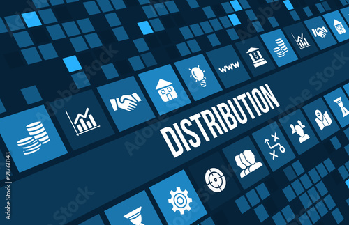 Fotografía Distribution concept image with business icons and copyspace