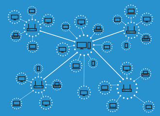 Aufkleber - Modern web media network scheme. Lineart design concept