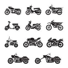 Motorcycle Riders, Bikers, Black And White, Silhouette