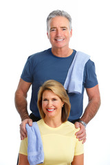 Sticker - Healthy fitness elderly couple.