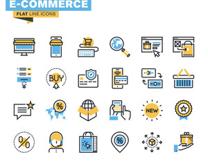Poster - trendy flat line icon pack for designers and developers. icons for e-commerce, m-commerce, online sh