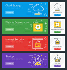 Wall Mural - cloud storage. website optimization. internet security. startup. flat design concept. set of vector 