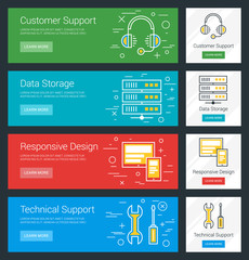 Wall Mural - customer support. data storage. responsive design. technical support. flat design concept. set of ve