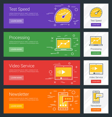 Wall Mural - test speed. processing. video service. newsletter. flat design concept. set of vector web banners
