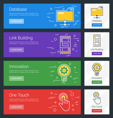 Wall Mural - database. link building. innovation. one touch. flat design concept. set of vector web banners