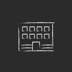 Canvas Print - Office building icon drawn in chalk.