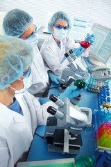 Wall Mural - Group of medical doctors in laboratory.