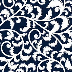 Poster - Elegant seamless pattern with white foliage