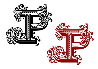 Poster - Capital letter P with curly flourishes