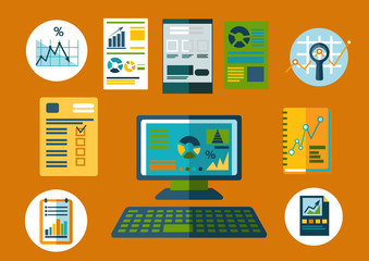 Poster - Business and financial planning flat icons