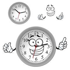 Poster - Cartoon gray office wall clock character