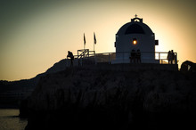 Greece Temple In Sunset 