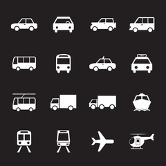 Vehicle and Transportation icons set. Car icon. Plubic bus icon.