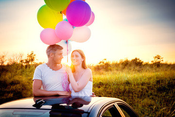 Sticker - couple enjoying car trip