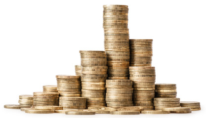 The coins isolated on a white background