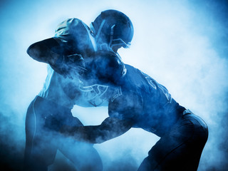 Wall Mural - american football players silhouette