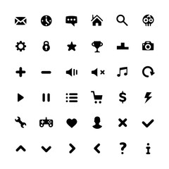 Poster - Black minimalism style pictograms set. Modern vector icons set for web and mobile. Isolated on white background