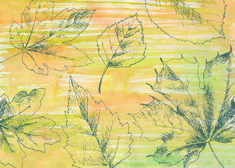 Wall Mural - hand drawn autumn leaves