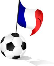 Soccer Ball Or FootBall With Flag Of France