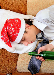 Wall Mural - Young Man in Alcohol Addiction