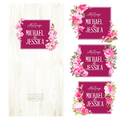 Wall Mural - Set of marriage invitations. 