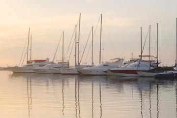 Poster - Boats in the in the bay of Bar, Montenegro