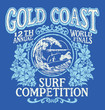 Vintage Surfing T-shirt Graphic Design. Gold Coast Surf Competition.