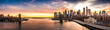 Leinwandbild Motiv Brooklyn Bridge panorama at sunset