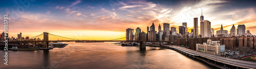 Zdjęcie XXL Panorama Brooklyn Bridge o zachodzie słońca